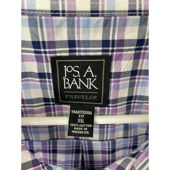 Jos A Bank Travelers Collection Mens Sz XXL Purple/ Blue Button Down Shirt - Picture 2 of 3